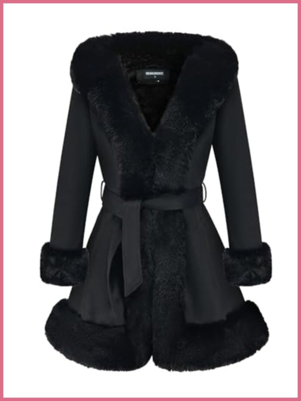 Faux Fur Leather Winter Coat with Fur Collar
